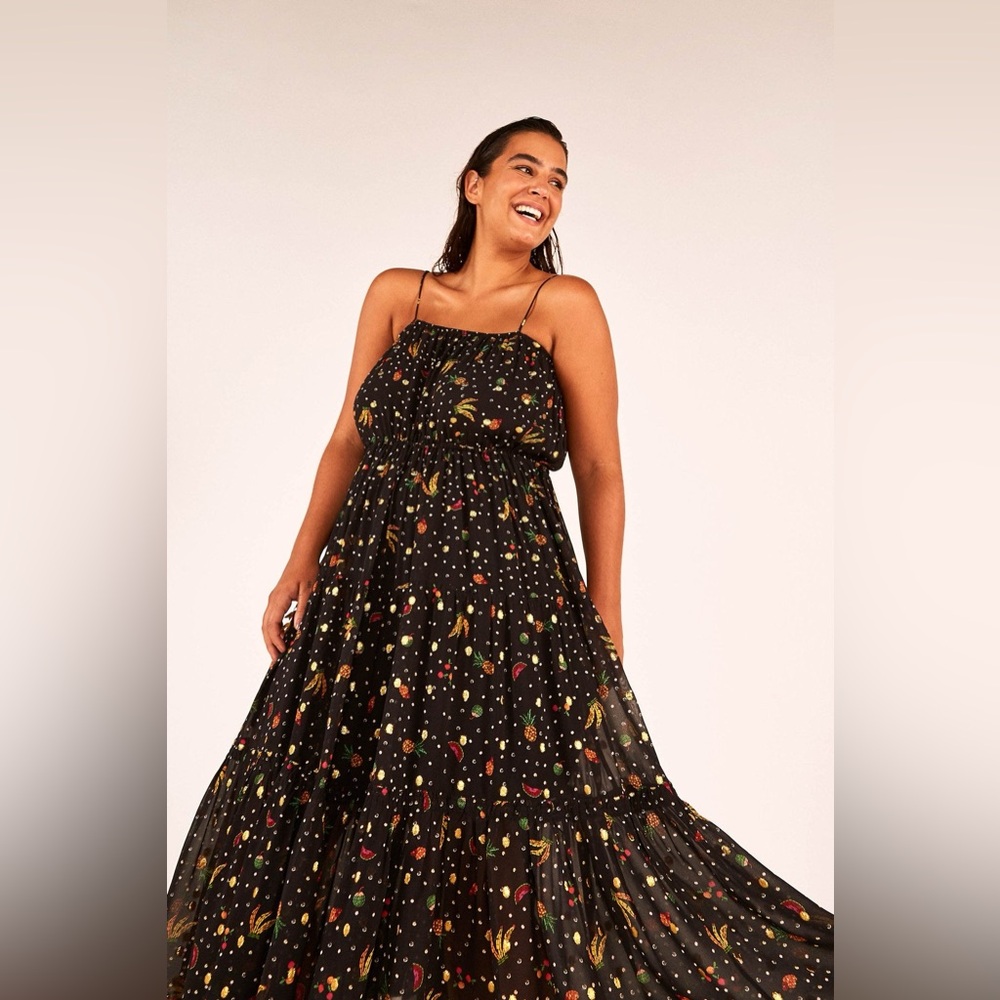 FARM Rio  tiny fruits midi dress. Never worn, pet free, smoke free home.